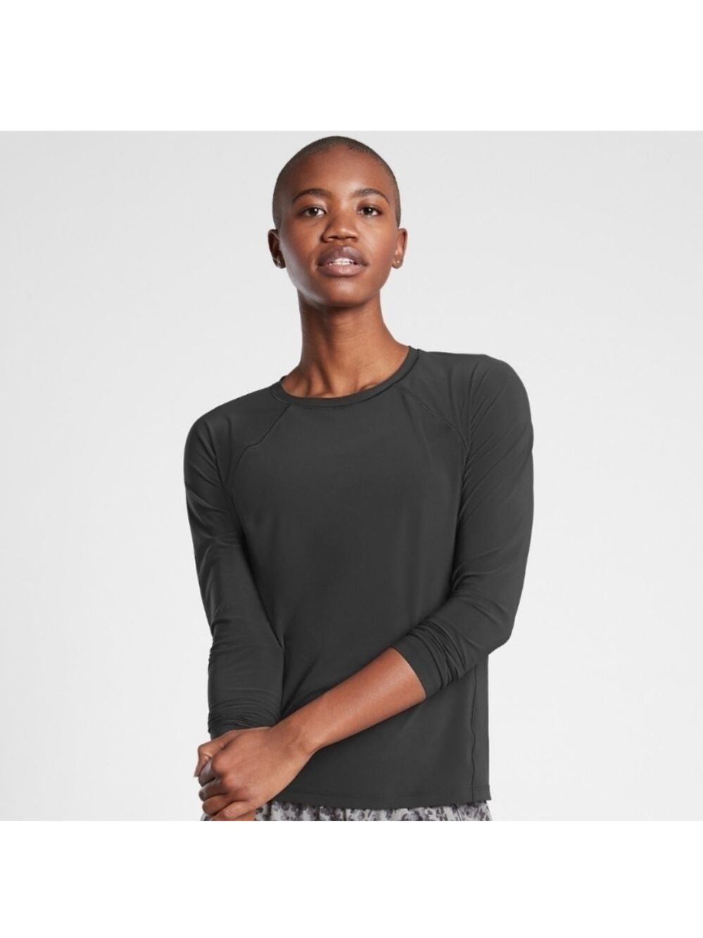 Athleta Charcoal Gray LS training top Size XL EUC Athleisure